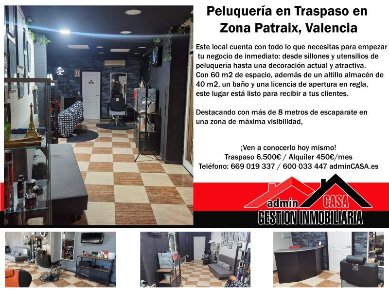 Peluquería en Traspaso en Zona Patraix, Valencia ¡Tu Oportunidad de Brillar!