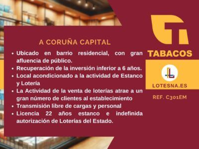Se vende Estanco con Lotería en A Coruña capital