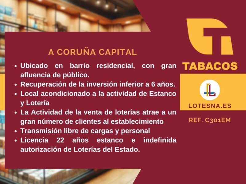 Se vende Estanco con Lotería en A Coruña capital