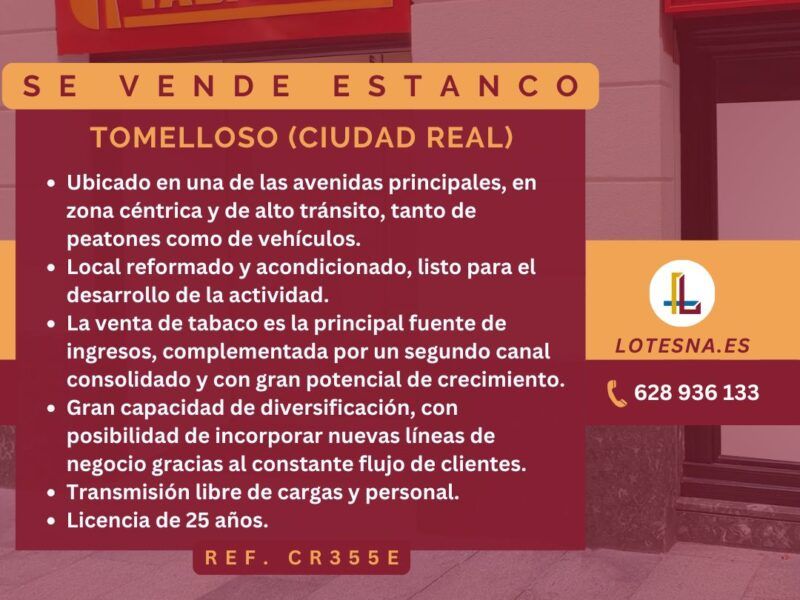 Se vende Estanco en Tomelloso (Ciudad Real). Ref. CR355E