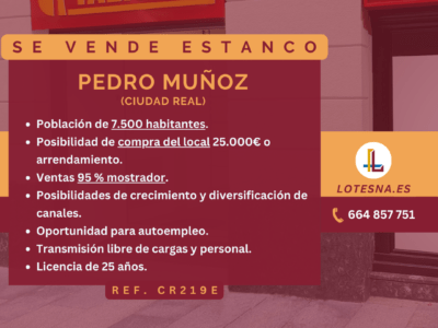 SE VENDE ESTANCO EN PEDRO MUÑOZ, CIUDAD REAL