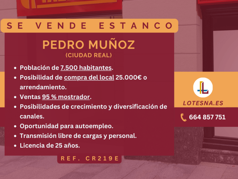 SE VENDE ESTANCO EN PEDRO MUÑOZ, CIUDAD REAL